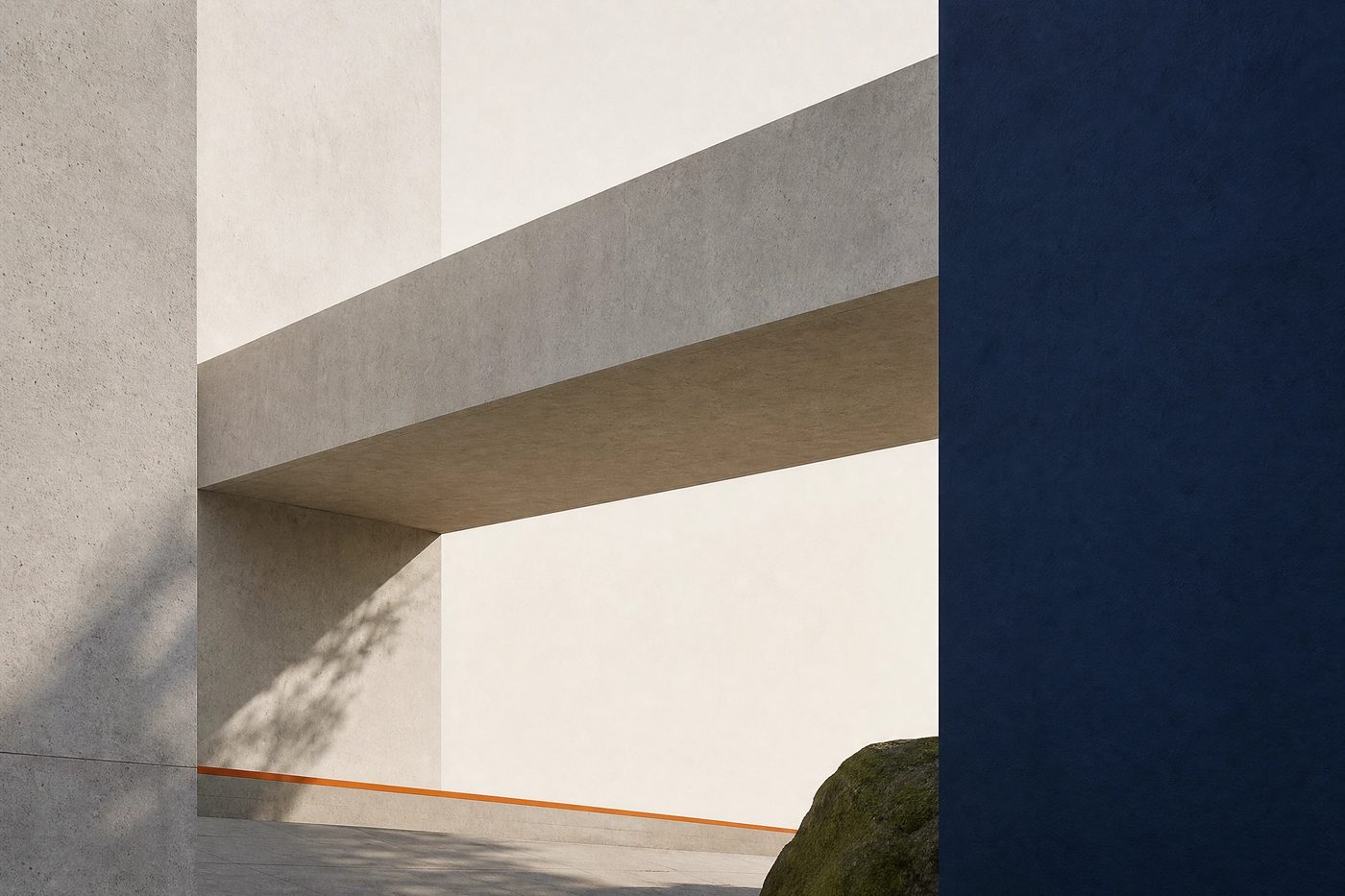 Abstract navy architectural bridge form